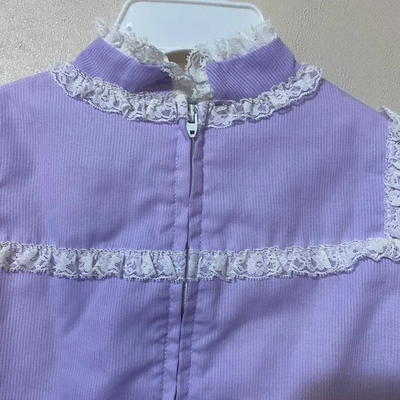 Vintage Blouse Shirt Baby 3T Lavender Purple Long Sleeve Collar Lace - Picture 7 of 10